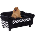 Load image into Gallery viewer, Dog Sofa Bed for XS-Sized Dogs, Cat Sofa with Soft Cushion, Pet Chair Lounge with Washable Cover, Removable Legs, Wooden Frame - Black