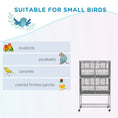 Load image into Gallery viewer, 61"H Divided Breeder Bird Cage with Rolling Stand Removable Metal Tray, Storage Shelf, Wood Perch, and Food Container, Dark Grey