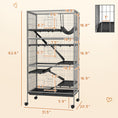 Load image into Gallery viewer, PawHut 63" 6-Tier Small Animal Cage, Ferret Cage, Large Chinchilla Cage with Hammock Accessory & Heavy-Duty Steel Wire, Small Animal Habitat with 6 Doors, Removable Tray, Gray