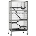 Load image into Gallery viewer, PawHut 63" 6-Tier Small Animal Cage, Ferret Cage, Large Chinchilla Cage with Hammock Accessory & Heavy-Duty Steel Wire, Small Animal Habitat with 6 Doors, Removable Tray, Gray