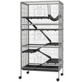 Load image into Gallery viewer, PawHut 63" 6-Tier Small Animal Cage, Ferret Cage, Large Chinchilla Cage with Hammock Accessory & Heavy-Duty Steel Wire, Small Animal Habitat with 6 Doors, Removable Tray, Gray