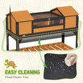 Load image into Gallery viewer, PawHut Tortoise Habitat with Adjustable Lamp Holder, Wooden Tortoise Enclosure with Storage Shelf, Dual Main Houses, Attached Tray, Openable Lid, Yellow