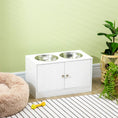 Load image into Gallery viewer, PawHut Large Elevated Dog Bowls with Storage Cabinet Containing Large 44L Capacity, Raised Dog Bowl Stand Pet Food Bowl Dog Feeding Station, White