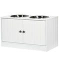 Load image into Gallery viewer, PawHut Large Elevated Dog Bowls with Storage Cabinet Containing Large 44L Capacity, Raised Dog Bowl Stand Pet Food Bowl Dog Feeding Station, White