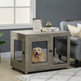 Load image into Gallery viewer, Dog Crate Furniture End Table w/ Soft Washable Cushion, Two Doors, Indoor Pet Kennel for Small Medium Large Dogs w/ Wire Mesh, Grey
