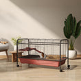 Load image into Gallery viewer, PawHut 48" L Small Animal Cage, Rabbit Hutch, or Ferret Pet Play House with Feeder, Rolling Wheels, Platform, Ramp