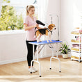 Load image into Gallery viewer, Foldable Dog Grooming Table, 32" Portable Pet Grooming Table with Height Adjustable Arm and Anti-Slip Rubber Top for Small Medium Dogs and Cats, Blue