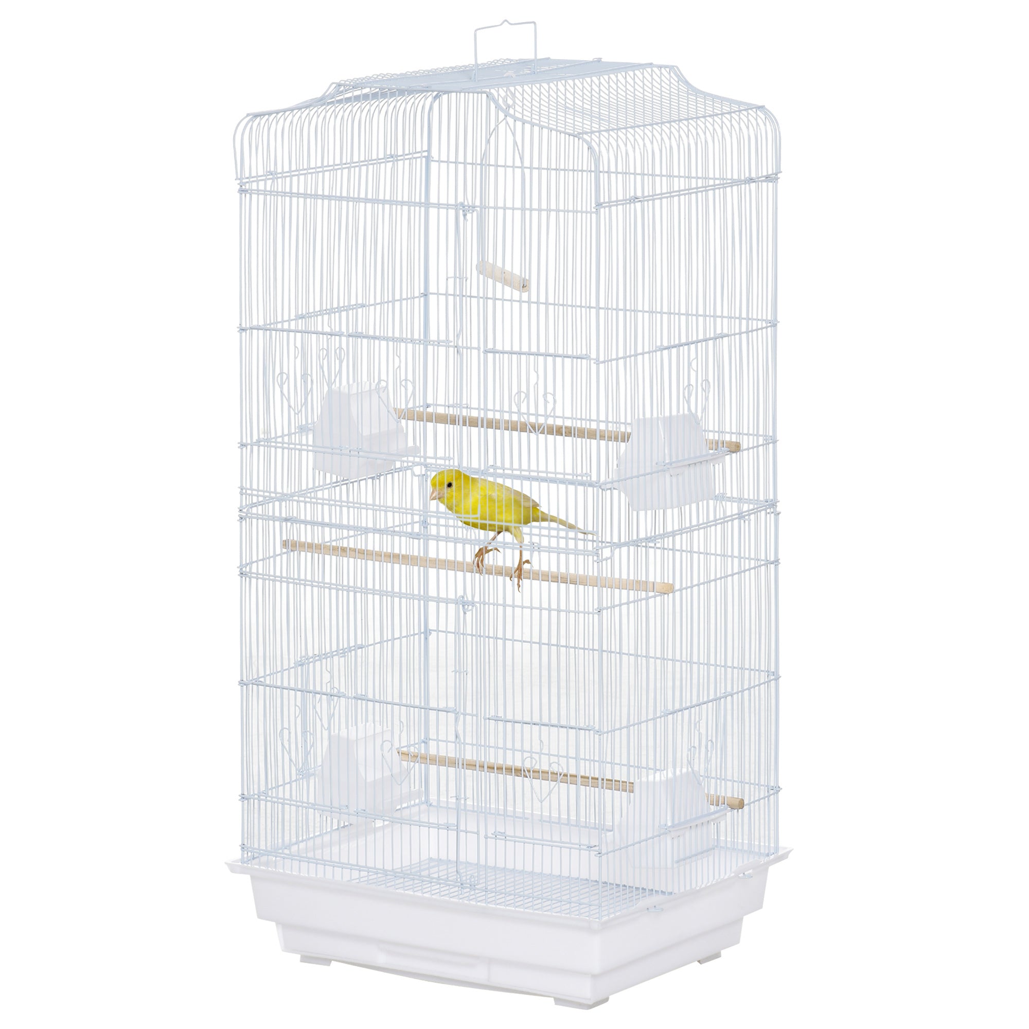 36" Bird Cage for Finches, Canaries Budgies, Parrot Cage with Accessories, Handle, White