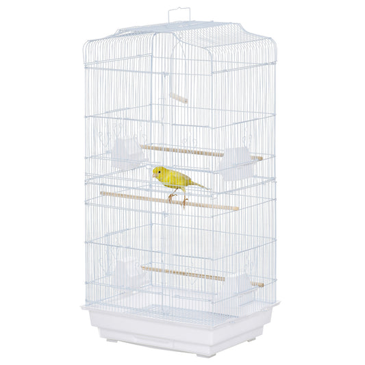 36" Bird Cage for Finches, Canaries Budgies, Parrot Cage with Accessories, Handle, White