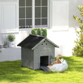 Load image into Gallery viewer, PawHut Duck Coop, Wooden Duck House, Outdoor Small Animal House with Openable Roof, Double Doors, Removable Base for 1-3 Ducks, Light Gray