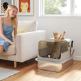 Load image into Gallery viewer, XXL Stainless Steel Cat Litter Tray, Enclosed Cat Litter Box with 90° Flip Cover, Double Doors, Scoop, Easy Clean, Odor Control, Anti-Leaking, Non-Sticky, Grey