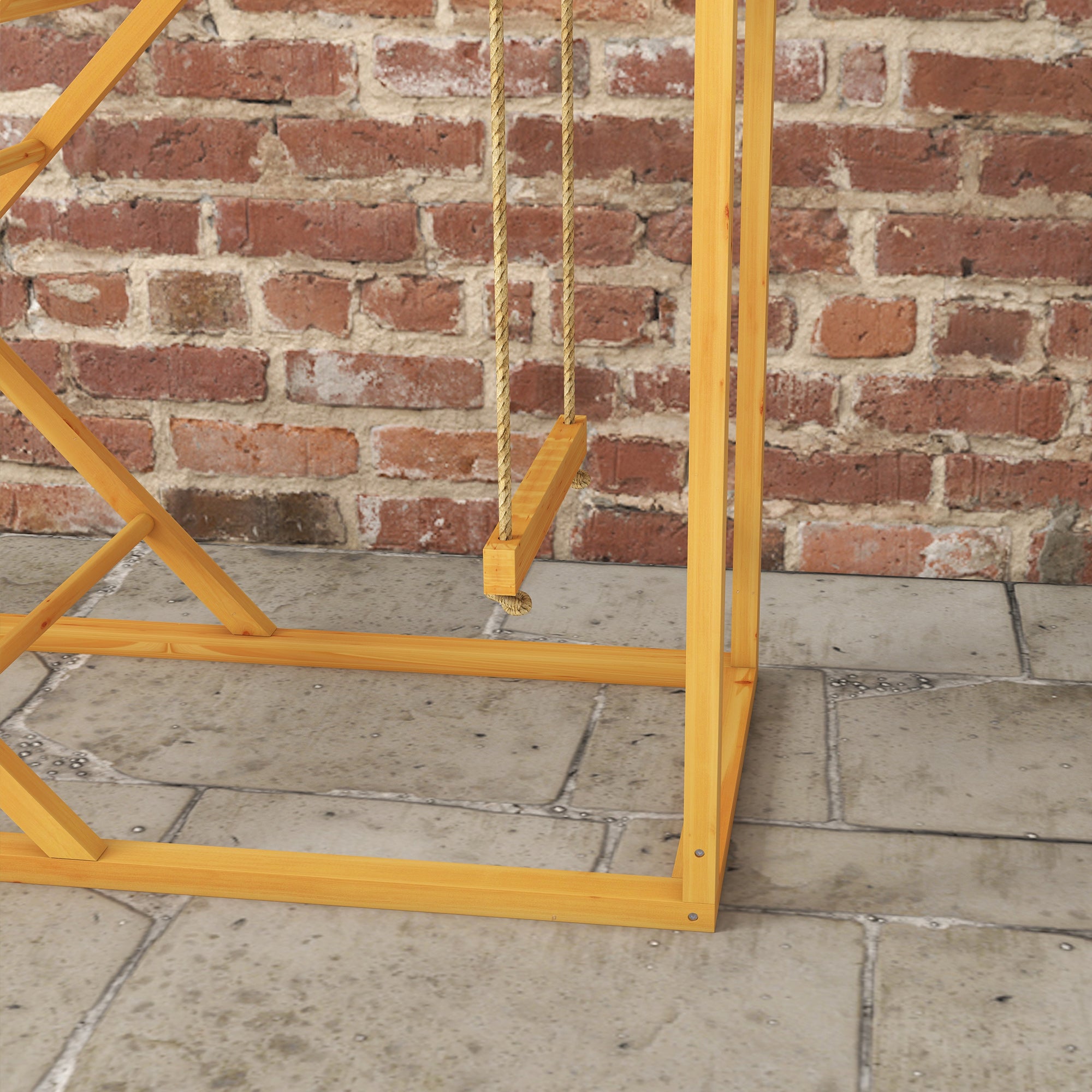 PawHut Chicken Activity Play for Healthy & Happy Animals, Swing Set with Chicken Perches & Hen Ladder, Chicken Coop Toy, Yellow