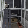 Load image into Gallery viewer, PawHut Catio Outdoor Cat Enclosure, Wooden Cat Patio Cat Window Box with Platforms, Waterproof Asphalt Roof, Ramps, 77" L, Light Gray