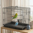 Charger l'image dans la visionneuse de la galerie, Foldable Bird Cage, Metal Bird Travel Carrier Cage with Wood Perch, Food Bowls, Slide-Out Tray and Handle for Canaries, Finches, Lovebirds, Parakeets, Black