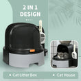 Load image into Gallery viewer, PawHut Cat Litter Box with Lid, Covered Litter Box, Easy to Clean & Open Including Openable Front Cover, Litter Scoop, Gray