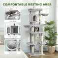 Load image into Gallery viewer, Cat Tree, 69" Cat Tower for Indoor Kittens, Multi-Level Tower with 2 Condos, Scratching Posts, 2 Hammocks, Perches, Pompoms for Multiple Kitties, Light Grey