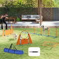 Load image into Gallery viewer, 6-Piece Dog Agility Equipment, Pet Agility Training Set with Weave Poles, Jump Ring, Hurdle, Pause Box, Obstacle Training Course Kit with Bag, Orange