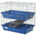 Load image into Gallery viewer, PawHut 2-Tier Guinea Pig Cage, Ferret Cage, Chinchilla Cage, Small Animal Cage Indoor with Dish and Bottle, 2 Doors, Deep Bottoms, Ramp, 28", Blue