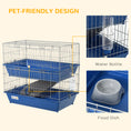Load image into Gallery viewer, PawHut 2-Tier Guinea Pig Cage, Ferret Cage, Chinchilla Cage, Small Animal Cage Indoor with Dish and Bottle, 2 Doors, Deep Bottoms, Ramp, 28", Blue