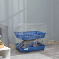Load image into Gallery viewer, PawHut 2-Tier Guinea Pig Cage, Ferret Cage, Chinchilla Cage, Small Animal Cage Indoor with Dish and Bottle, 2 Doors, Deep Bottoms, Ramp, 28", Blue