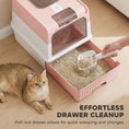 Load image into Gallery viewer, Cat litter Box with Lid, Enclosed Cat Litter Box with Pull-Out Drawer Tray, Scoop, 4 Deodorisation Bags, Front Entry & Top Exit, Privacy, Odour Control and Easy to Clean, Pink