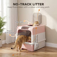 Load image into Gallery viewer, Cat litter Box with Lid, Enclosed Cat Litter Box with Pull-Out Drawer Tray, Scoop, 4 Deodorisation Bags, Front Entry & Top Exit, Privacy, Odour Control and Easy to Clean, Pink