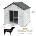 Charger l'image dans la visionneuse de la galerie, 26" Plastic Dog House for Small Medium Dogs, Waterproof Dog Kennel with Air Vents, Outdoor Pet Shelter, Grey