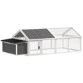 Charger l'image dans la visionneuse de la galerie, 95"L Large Chicken Run, Wooden Chicken Coop with Nesting Box, Lift-up Top, Side Door and Wooden Roof, Poultry Cage for Outdoor, for 4 to 8 Chickens, Rabbits, Ducks, White