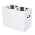 Load image into Gallery viewer, Elevated Dog Bowls for Large Dogs with Storage Dog Pet Diner Function 2 Stainless Steel Dog Bowls Elevated Base for Big-sized Dogs and Other Large Pets, White