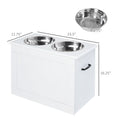Load image into Gallery viewer, PawHut Raised Pet Feeding Storage Station with 2 Stainless Steel Bowls Base for Large Dogs and Other Large Pets, White