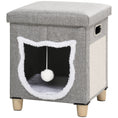 Load image into Gallery viewer, Cat House Cave, Cat Bed Cube with Scratching Pad, Soft Detachable & Washable Cushion, Toy Ball, for Indoor Kittens, Grey