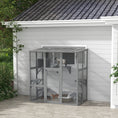 Load image into Gallery viewer, PawHut Catio Outdoor Cat Enclosure, Large Cat House, Wooden Cat Window Box with Scratching Posts, Weather Protection Roof for 1-2 Kitties, Resting Boxes, 68" x 35.5" x 70.5", Gray