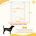 Load image into Gallery viewer, Dog Stair Gate 106cm Extra Tall Height, 76-104cm Adjustable Width Pressure Fit Safety Gate With Cat Door, 7cm and 14cm Extensions for Stairs, Doorways, Easy Installation, White