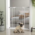 Load image into Gallery viewer, 41"H Dog Gate with Cat Door, Pet Gate with Small Door, Easy Open Indoor Dog Gates for Doorways, House, Stair, 29"-40" Long, White