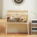 Load image into Gallery viewer, Wooden Hamster Cage, Gerbil Cage with Openable Top, Seesaws, Platforms, Water Bottle, Hamster Habitat with Transparent Viewing for Syrian, Dwarf, Rats, 43.3" x 20.5" x 39.8"