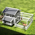 Load image into Gallery viewer, PawHut Wooden Chicken Coop with Run for 3 - 4 Chickens, Hen House with Nesting Box, Removable Tray, Fence, Outdoor Poultry Cage, 68" x 59" x 42" , Gray