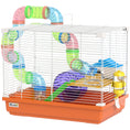 Charger l'image dans la visionneuse de la galerie, 18"L Hamster Cage, Small Animal House, 2-Level Rat Gerbil Haven with Tunnel Tube System, Exercise Wheel, Water Bottle, Food Dish, Ramp, Orange