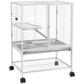 Load image into Gallery viewer, Small Animal Cage with Wheels, Pet Playpen for Rat, Kitten, Ferrets, Chinchillas with Bottom Storage Shelf, Removable Tray, Ramp, 24.2" x 17.9" x 33.9", Light Grey