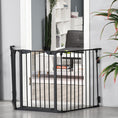 Load image into Gallery viewer, Pet Safety Gate, 3 Panels Playpen Fireplace, Metal Fence, Stair Barrier, Room Divider w/ Walk-Through Door - Black