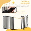 Load image into Gallery viewer, Pet Safety Gate, 3 Panels Playpen Fireplace, Metal Fence, Stair Barrier, Room Divider w/ Walk-Through Door - Black