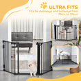 Load image into Gallery viewer, Pet Safety Gate, 3 Panels Playpen Fireplace, Metal Fence, Stair Barrier, Room Divider w/ Walk-Through Door - Black