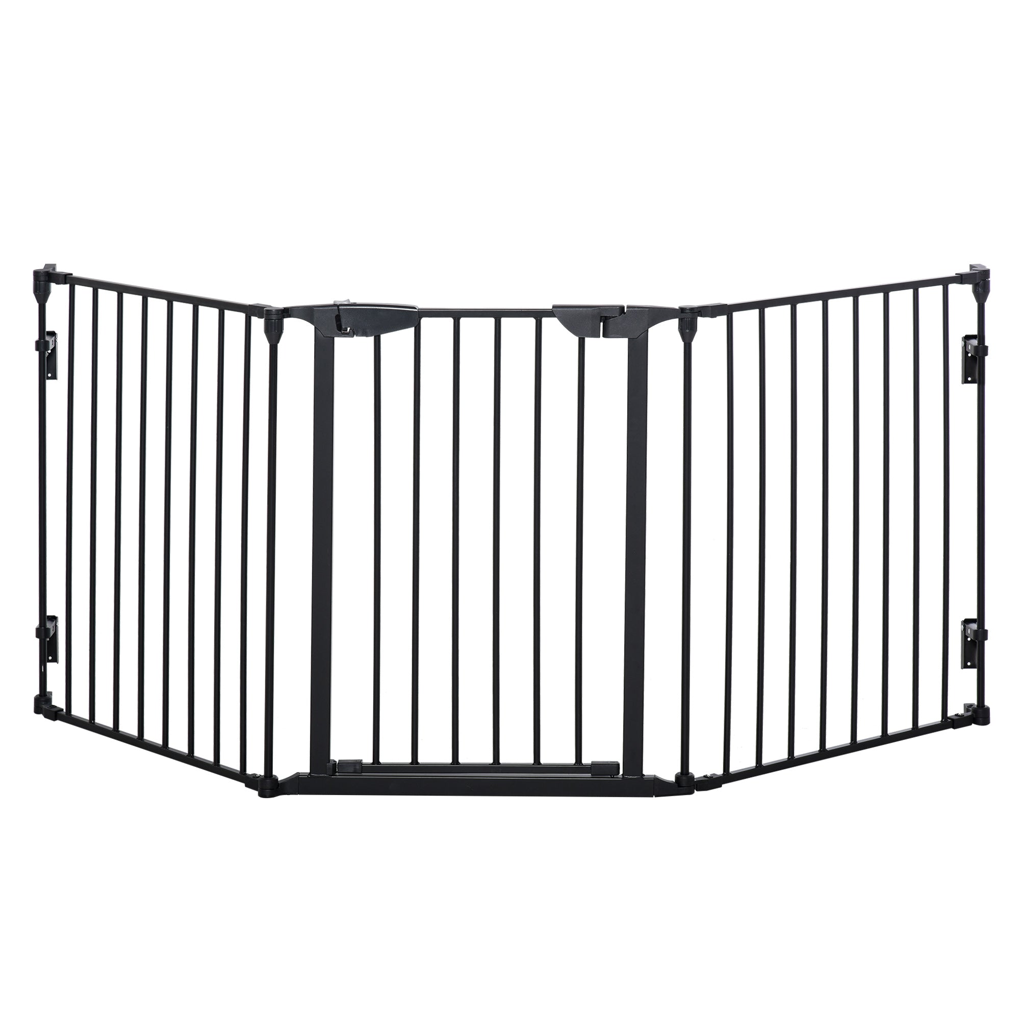 Pawhut Pet Safety Gate, Panels Playpen Fireplace, Metal Fence