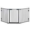 Load image into Gallery viewer, Pet Safety Gate, 3 Panels Playpen Fireplace, Metal Fence, Stair Barrier, Room Divider w/ Walk-Through Door - Black