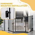 Load image into Gallery viewer, Pet Safety Gate, 3 Panels Playpen Fireplace, Metal Fence, Stair Barrier, Room Divider w/ Walk-Through Door - Black