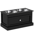 Load image into Gallery viewer, PawHut Large Elevated Dog Bowls with Storage Drawer Containing 11L Capacity, Raised Dog Bowl Stand Pet Food Bowl Dog Feeding Station, Black