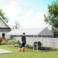 Load image into Gallery viewer, PawHut Outdoor Dog Kennel, 19.7' x 7.5' x 7.9', Heavy Duty Large Dog Kennel Outside with Waterproof Roof, Galvanized Chain Link Dog Enclosure with Secure Lock, Dog Run Steel Fence for Backyard