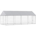 Load image into Gallery viewer, PawHut Outdoor Dog Kennel, 19.7' x 7.5' x 7.9', Heavy Duty Large Dog Kennel Outside with Waterproof Roof, Galvanized Chain Link Dog Enclosure with Secure Lock, Dog Run Steel Fence for Backyard