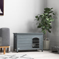 Load image into Gallery viewer, PawHut 31"L Wooden Decorative Dog Cage Kennel Wire Door with Lock Small Animal House with Openable Top Removable Bottom Dark Gray