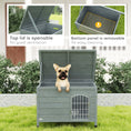 Load image into Gallery viewer, PawHut 31"L Wooden Decorative Dog Cage Kennel Wire Door with Lock Small Animal House with Openable Top Removable Bottom Dark Gray