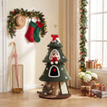 Load image into Gallery viewer, 52" Christmas Cat Tree, 2-Tier Cat Tower with Dual Condos, Scratching Posts, Sisal Ladder, Anti-Tip Rope, Hanging Balls, Kitten Furniture for Indoor Cats, Green